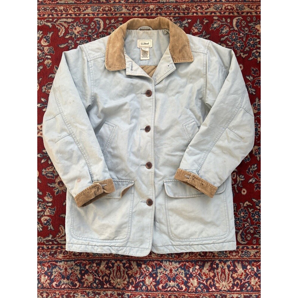 L.L. Bean Light Blue Utility Jacket with Tan Corduroy Collar